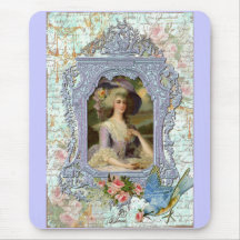 Marie Antoinette and Bluebird Art Print Mouse Pads