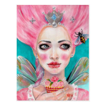 Marie Antoinette Cupcake Faerie - Queen Bee Postcard