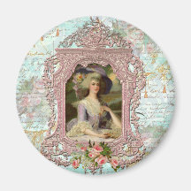 Marie Antoinette in Pink Frame Magnets