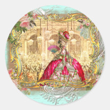Marie Antoinette Party at Versailles in Aqua Round Sticker