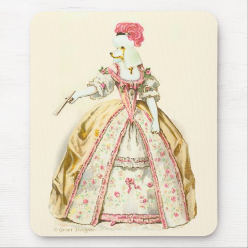 Marie Antoinette Poodle Fashion Plate Stationery Mouse Mats