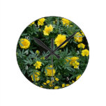 Marigolds and daisies round wallclocks