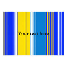 Marine blue grey and yellow stripes custom invitations