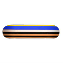 Marine blue yellow and white stripes skateboards