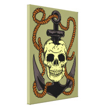 Marine Skull Tattoo Gallery Wrapped Canvas