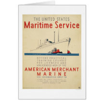 Maritime Service - Large Ship with Tugboats - WPA Cards