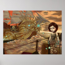 Maritime Sunset - Steampunk Pirates Art Print