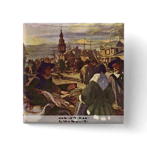 Market At The Harbour By Witte Emanuel De Pinback Buttons