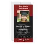 Maroon and Black Graduation Announcement Picture Card