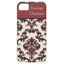 Maroon Brocade Personal iPhone 5 Case