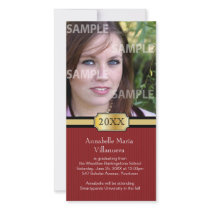 Maroon Buckle Band Graduation Photo Card