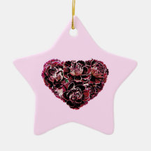 Maroon Carnation Heart Christmas Tree Ornaments