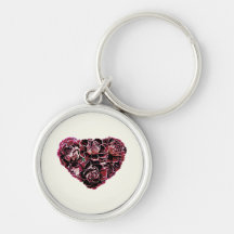 Maroon Carnation Heart Keychain
