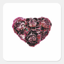 Maroon Carnation Heart Square Sticker