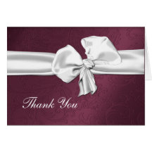 Maroon Damask Thank You Card