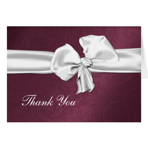 Maroon Damask Thank You Card