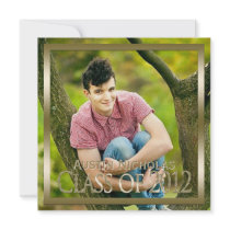 Maroon Gold Monogram Full Page Photo Graduation Personalised Invite