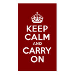 Maroon Keep Calm and Carry On business cards