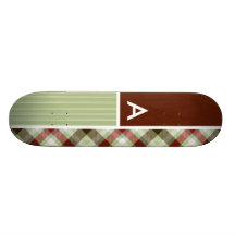 Maroon & Sage Green Plaid Skate Boards