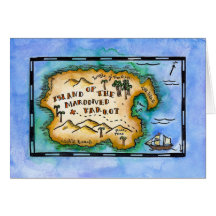 Marooned Parrot Treasure Map Greeting Card