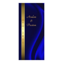 Marquis Blue Silk Gold Wedding Program Rack Card