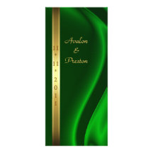 Marquis Green Silk Gold Wedding Program Rack Card Design