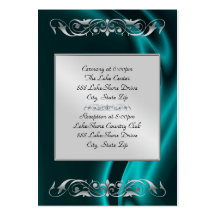 Marquis Teal Silk Silver Guest Info Business Card