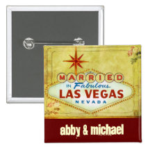 Married in Fabulous Las Vegas - Vintage Button