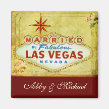 Married in Fabulous Las Vegas - Vintage Refrigerator Magnet
