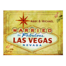 Married in Fabulous Las Vegas - Vintage Postcard
