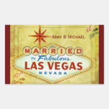 Married in Fabulous Las Vegas - Vintage Rectangular Sticker