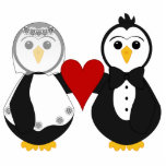 Married Penguins Holding A Heart photo sculptures