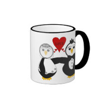 Married Penguins Thinking Love Mugs