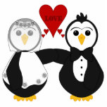 Married Penguins Thinking Love photo sculptures