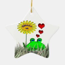 Marry me frog sunflower and hearts ornaments