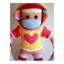 Mars Sock Monkey Post Card - Samantha