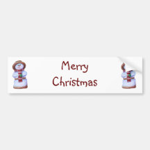Marshmallow Snowman Merry Christmas Bumper Sticker