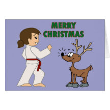 Martial Arts Girl and her Reindeer Christmas Cards