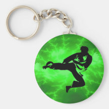 Martial Arts Green Lightning Man Keychains