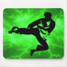 Martial Arts Green Lightning Man Mouse Pads