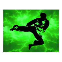Martial Arts Green Lightning Man Post Card