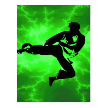 Martial Arts Green Lightning Man Postcards
