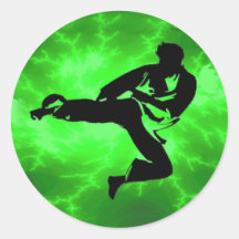 Martial Arts Green Lightning Man Stickers