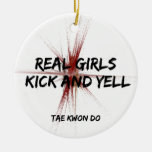 Martial Arts Real Girls Kick Round Ornament