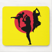 Martial arts with red circle and yellow background mousepad