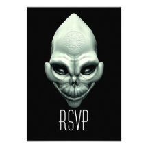 Martian Alien Extraterrestrial Outer Space Skull Personalized Invites
