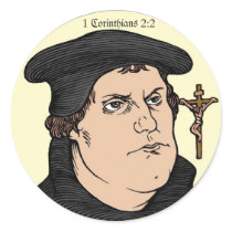 Martin Luther confessing Christ crucified sticker
