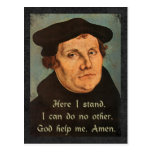 Martin Luther - Here I Stand Quotation Postcard