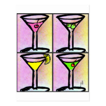 MARTINI COLLAGE POSTER ART PRINT by Jill Post Card