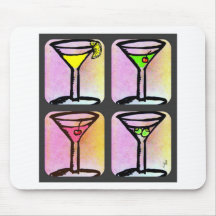 MARTINI COLLAGE PRINT, Lemon Drop, Appletini, Cosm Mouse Pad